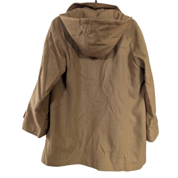 Jones New York Camel Tan Gold Logo Snap Button Wool Blend Coat - Picture 7 of 16